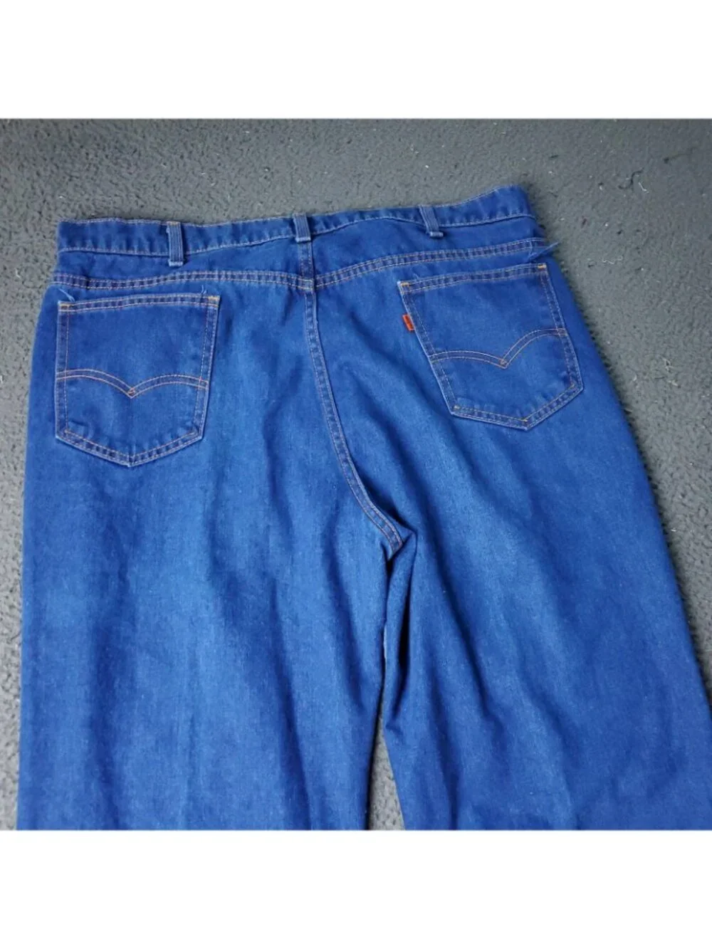 VINTAGE 80s Levis Jeans Mens 40x34 Blue With A Skosh Denim Retro 70s USA Orange